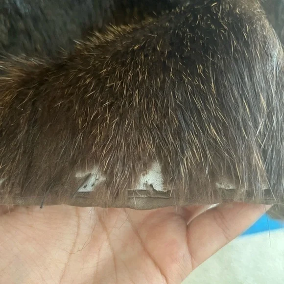 Women’s brown fox fur long coat. Style raincoat - Picture 4 of 10